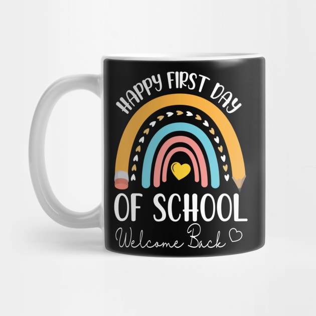 Pencil Hearts Rainbow Happy First Day Of School Welcome Back by joandraelliot